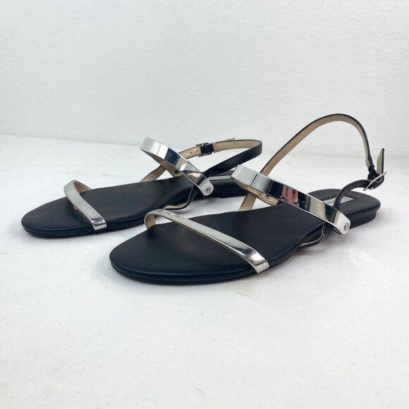 INC International Concepts Silver Womens Flat Sandals 8.5M Strappy Sling Backs - Picture 1 of 9